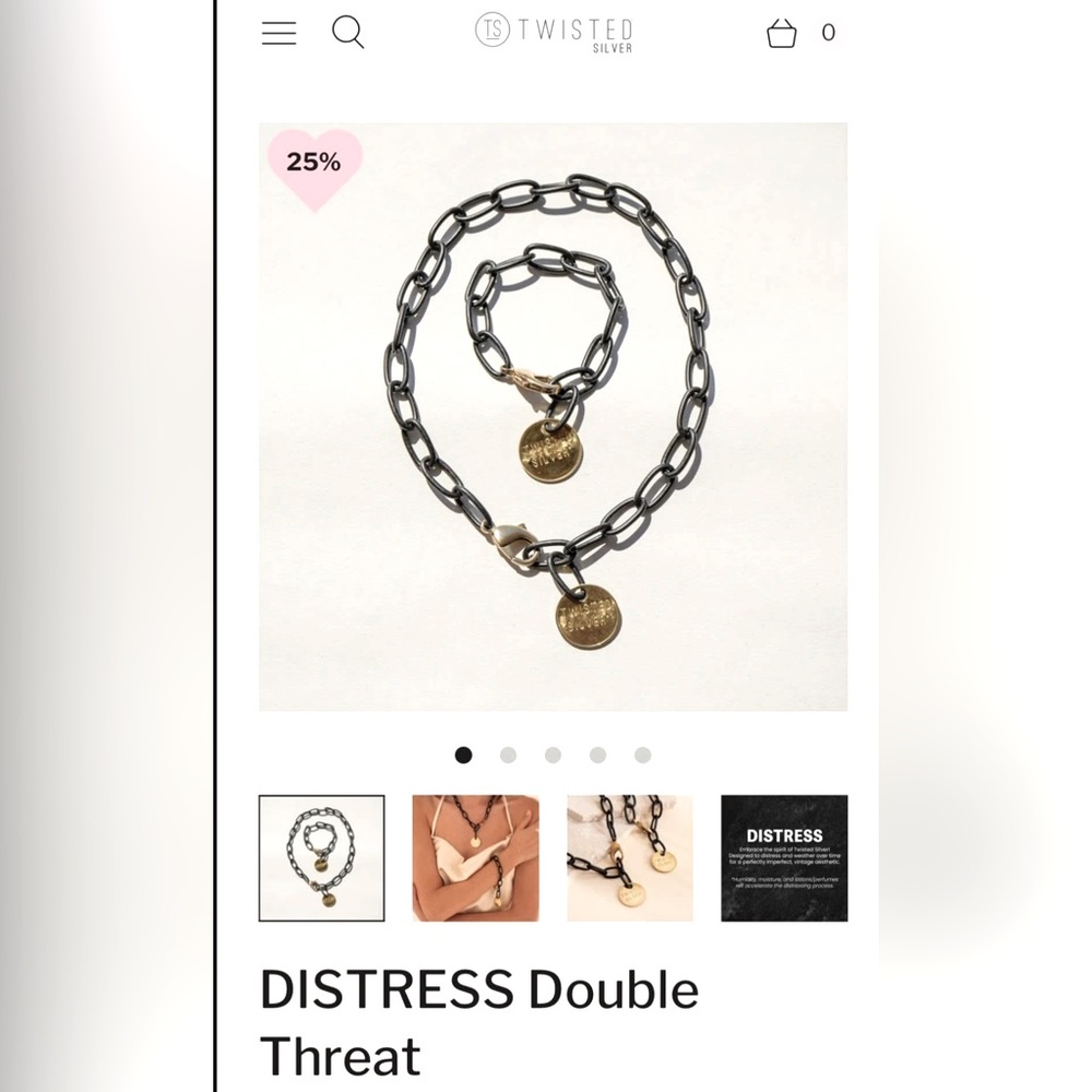 Twisted Silver - Distressed Double Threat Necklace/Bracelet Set - NEW - Picture 2 of 5